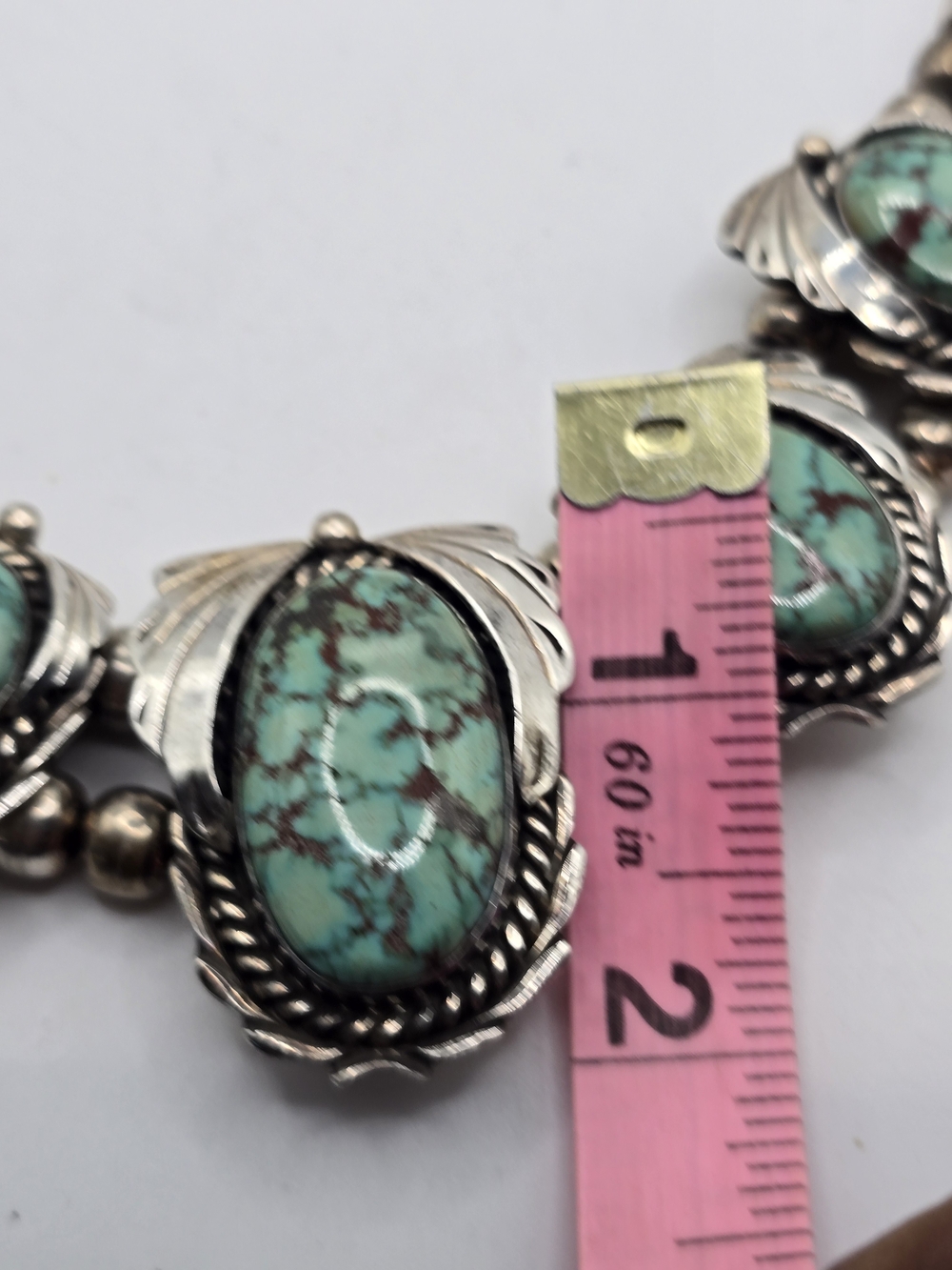 Vintage R. Williams Navajo Sterling Silver Turquoise Stone Parure - Picture 7 of 16